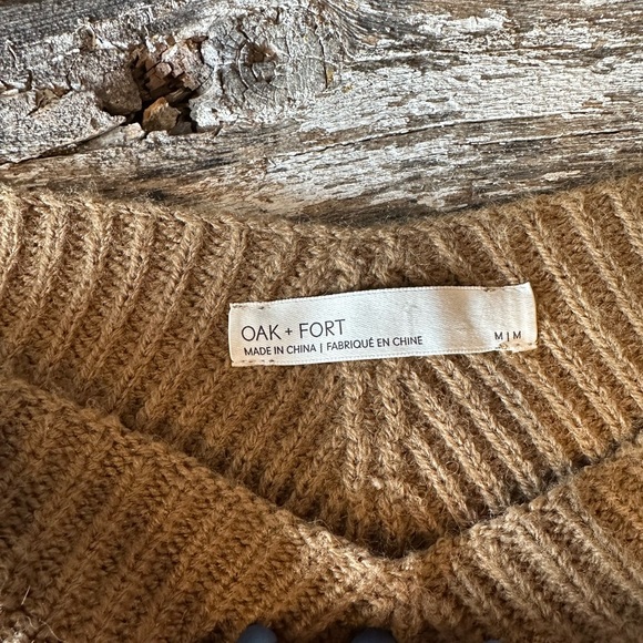 Oak + Fort | Camel Coloured Knit V Neck Sweater - Picture 7 of 7